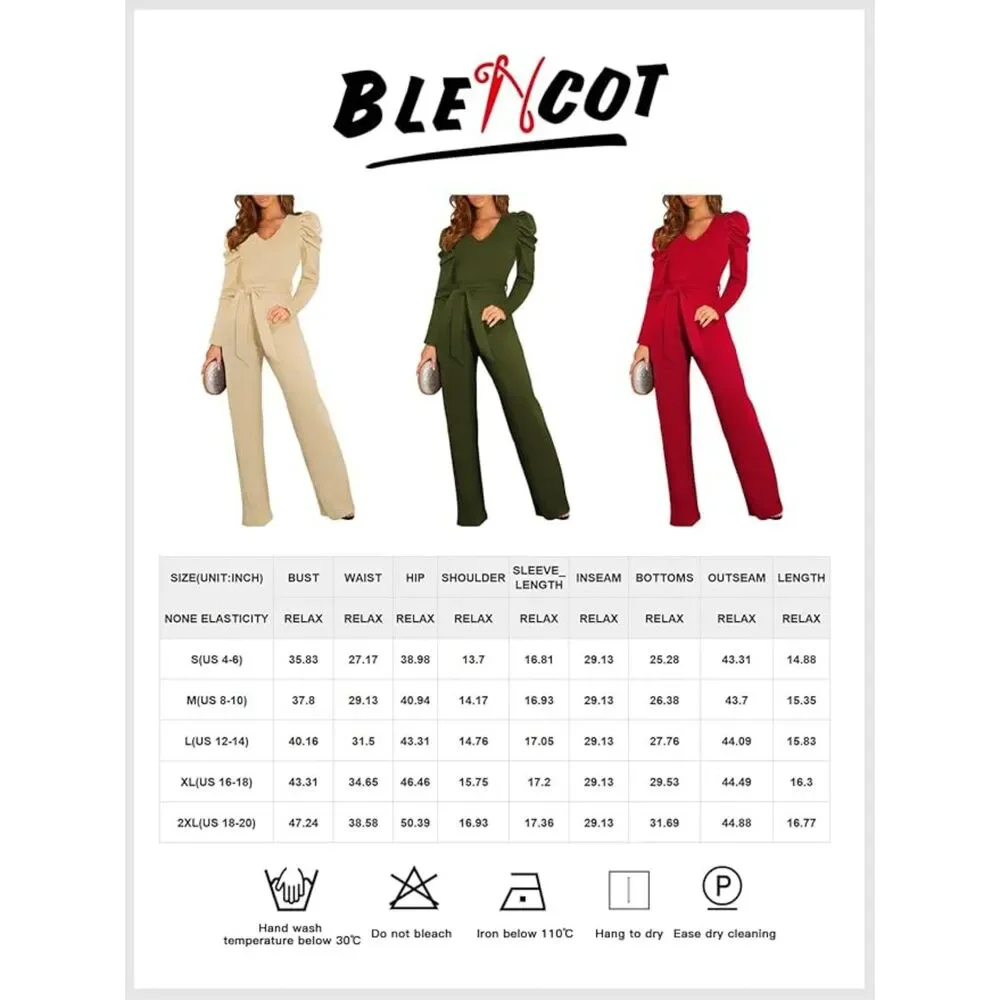 BLENCOT V-Neck Wide Leg Olive Green Jumpsuits Sz XXL - Picture 8 of 8